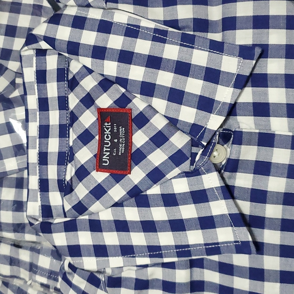 2/$30 UNTUCKit Women's Belleza Classic Blue/White Gigham Print Button Up Shirt - Picture 7 of 9